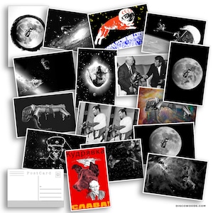 Lot de cartes postales Space Dog - Lot de 20 cartes - Laika, le premier chien dans l'espace - Aventure - Cartes postales de scrapbooking - Space Dog