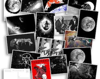 Space Dog Postcard Set - Set of 20 Postcards - Laika the First Dog in Space - Adventure - Scrapbooking Post Cards - Space Dog