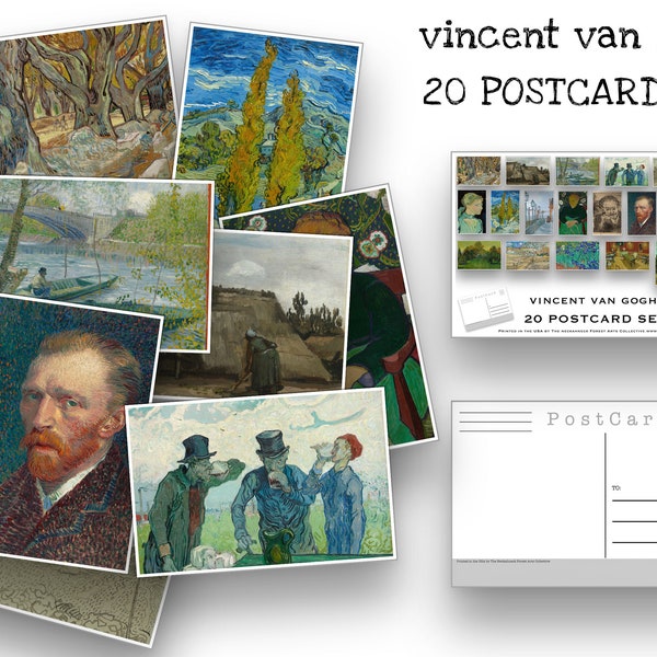 Vincent van Gogh Postkarten Set - Set von 20 Postkarten - Künstlerpostkarten - Scrapbooking Postkarten - PostImpressionismus