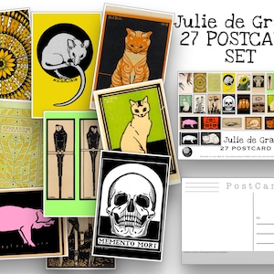 Juego de postales de Julie de Graag: juego de 27 postales de la artista holandesa: postales para scrapbooking, artista, postales de animales, decoración del hogar