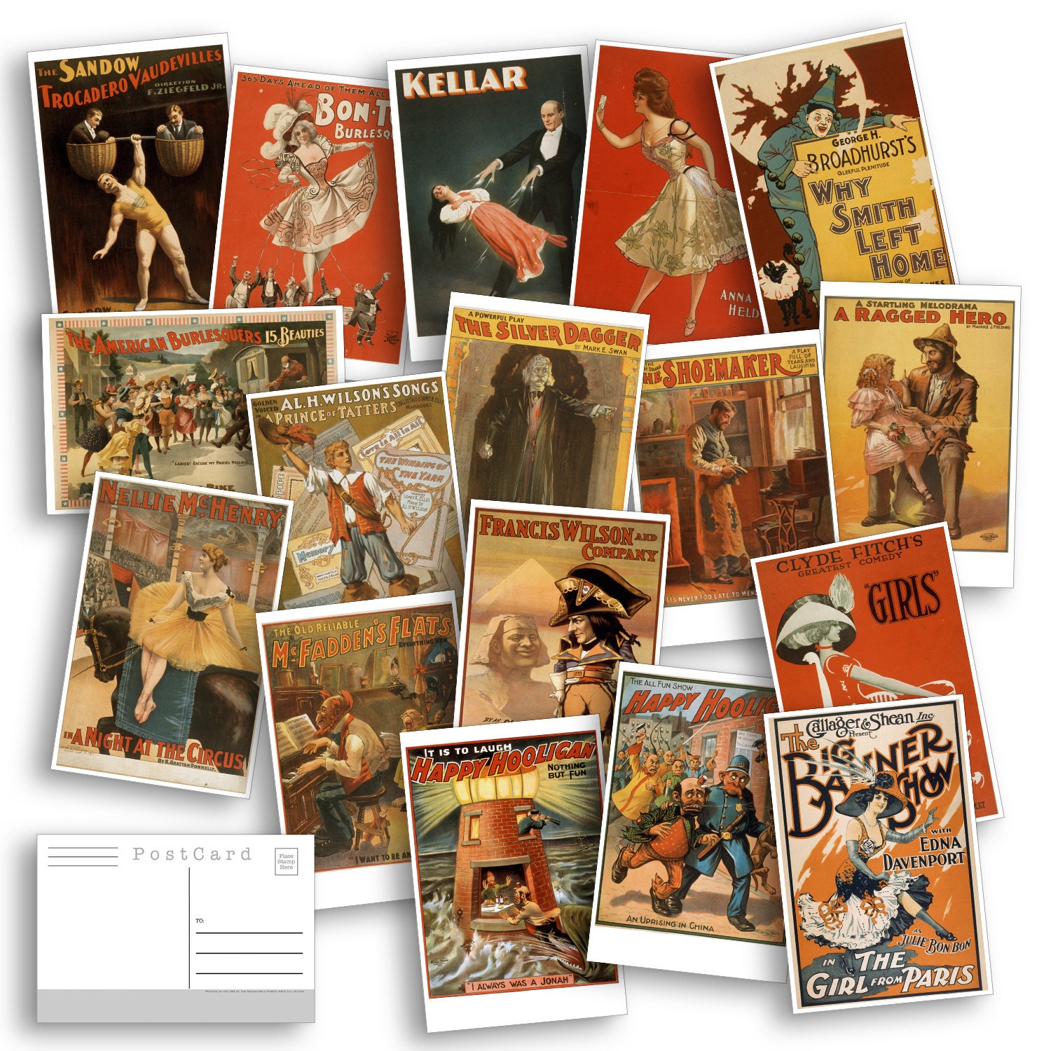 25 Vintage Theatrical Postcards great for Scrapbooking Etsy