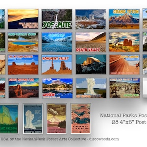 Nationalparks Postkarten Set - 28 Nationalpark Postkarten - Reisen - Abenteuer - Naturwunder - Scrapbooking -Collage - Postkarten