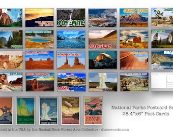 Postales de Parques Nacionales – Arte de Viaje Vintage, EE. UU. (28 unidades)