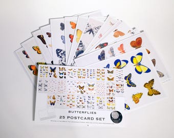 Vintage Butterfly Postcard Set: Nature Illustrations, Scrapbooking (25 Postcards)