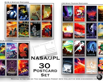 Space Explorer Postcard Set - Set of 30 Postcards - Outer Space Post Cards - NASA - Space Tourism - JPL - Galaxy of Horrors