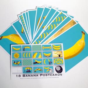 18 Bright Beautiful Banana Postcards great for Scrapbooking, mailing as Post Cards or collage kits