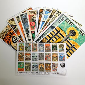 Postales de música folclórica de los Apalaches: juego de 20 postales con impresiones artísticas de canciones tradicionales: música folclórica, arte de pared, decoración del hogar