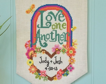 Love One Another - Satsuma Street - wedding sampler - modern cross stitch pattern - Instant download PDF