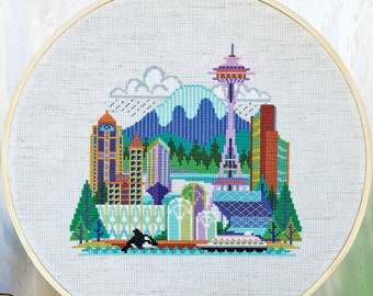 Pretty Little Seattle - Satsuma Street Modern Cross Stitch Pattern PDF - Instant download