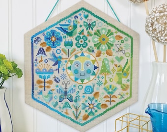 Garden Party Cool Colorway - Satsuma Street - modern cross stitch pattern - Instant download PDF