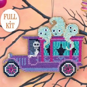 KIT - Haunted Hearse - Satsuma Street Halloween Ornament cross stitch kit