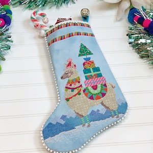 Fa-la-la-llama! - Satsuma Street cross stitch Christmas stocking pattern - Instant download PDF