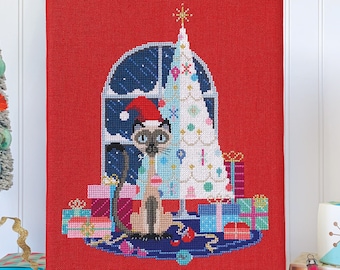 Christmas Cat - printed version - Satsuma Street cross stitch pattern