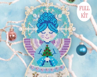 KIT - Snow Angel - Satsuma Street - Kit de punto de cruz adorno navideño