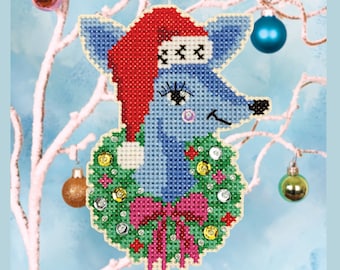 Deer Santa - Satsuma Street - Christmas ornament cross stitch pattern PDF - Instant download