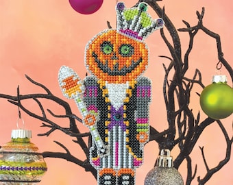 Pumpkin King Nutcracker - Satsuma Street - Halloween Ornament cross stitch pattern PDF - instant download