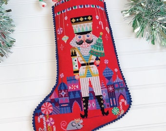 Nutty or Nice - Satsuma Street cross stitch Christmas stocking pattern - Instant download PDF