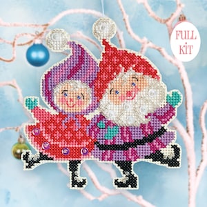 KIT - A Merry Pair - Satsuma Street - Christmas ornament cross stitch kit