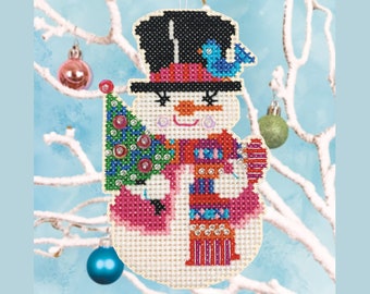 Snow Buddy - Satsuma Street - Christmas ornament cross stitch pattern PDF - Instant download