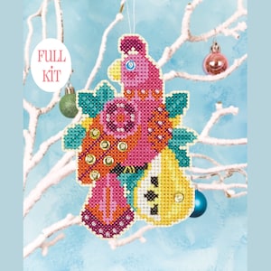 KIT - Partridge and Pear - Satsuma Street - Christmas ornament cross stitch kit