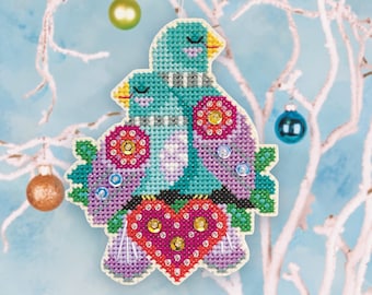 Turtle Doves - Satsuma Street - PDF Instant Download Christmas ornament pattern