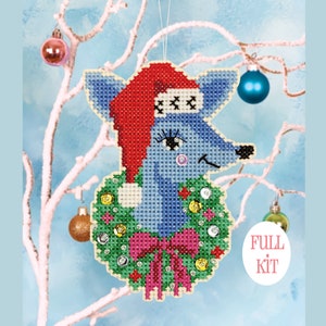 KIT - Deer Santa - Satsuma Street - Christmas ornament cross stitch kit