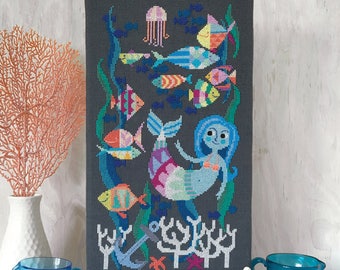 Mermaid Lagoon - Satsuma Street modern cross stitch pattern PDF - Instant download