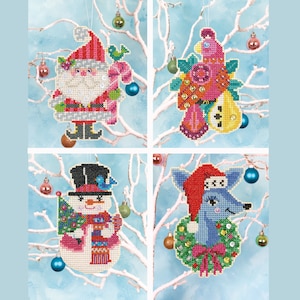 Christmas Ornament Set 2020 - Satsuma Street - four cross stitch pattern PDFs - Instant download