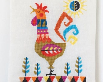 Good Morning! - Rooster - Satsuma Street modern cross stitch pattern PDF - Instant download