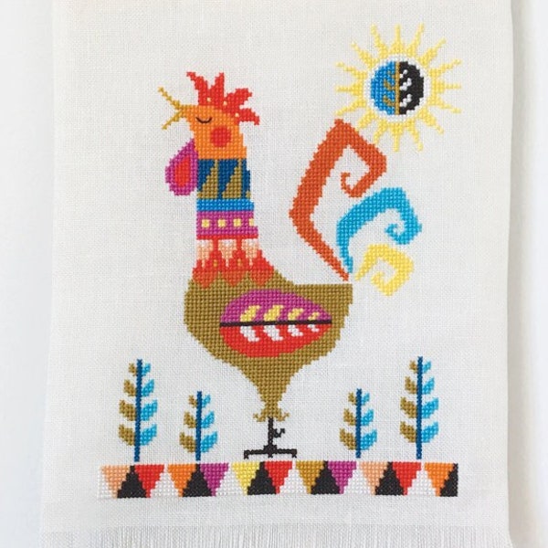 Good Morning! - Rooster - Satsuma Street modern cross stitch pattern PDF - Instant download