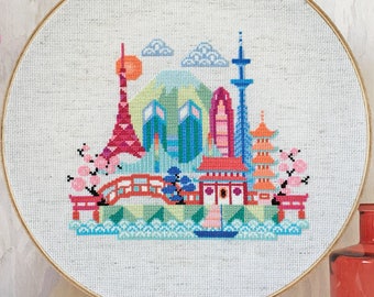 Pretty Little Tokyo - Satsuma Street Modern Japanese Cross stitch pattern PDF - Instant download