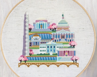 Pretty Little Washington DC - Satsuma Street Modern Cross Stitch Pattern PDF - Instant download