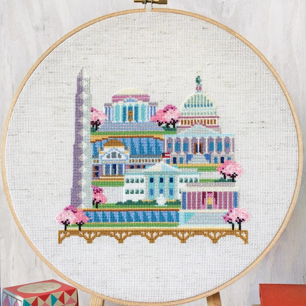 Pretty Little Washington DC - Satsuma Street Modern Cross Stitch Pattern PDF - Instant download