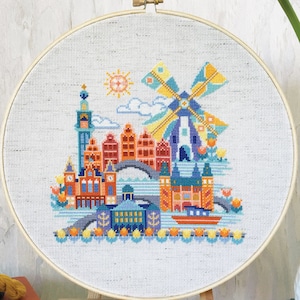 Pretty Little Amsterdam - Satsuma Street modern cross stitch pattern PDF - Instant download