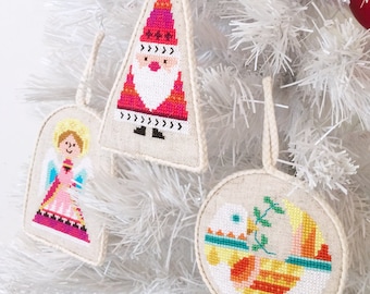 Christmas Ornaments - set of six - Satsuma Street modern cross stitch pattern PDF - Instant download