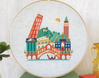 Pretty Little Italy - printed version - Satsuma Street Modern Cross stitch pattern