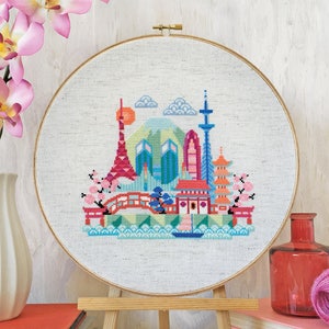 Pretty Little Tokyo printed version Satsuma Street Modern Cross stitch pattern image 1