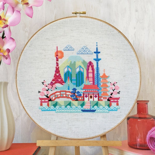 Pretty Little Tokyo - printed version - Satsuma Street Modern Cross stitch pattern