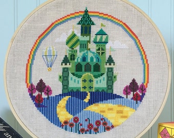 The Emerald City - printed version - Satsuma Street Wizard of Oz cross stitch pattern