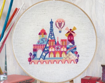 Pretty Little Paris - printed version - Satsuma Street Modern Cross stitch pattern