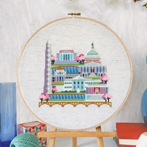 Pretty Little Washington DC printed version Satsuma Street Modern Cross Stitch Pattern image 1