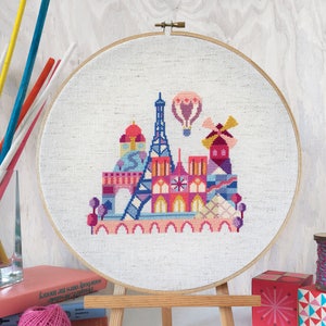 Pretty Little Paris printed version Satsuma Street Modern Cross stitch pattern image 1