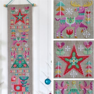 Deck the Halls printed version Satsuma Street modern Christmas cross stitch pattern image 2