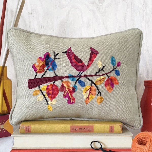 Autumn Bird - Satsuma Street modern cross stitch pattern PDF - Instant download