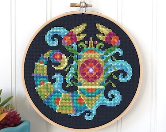 Scorpio - zodiac sign - Satsuma Street modern cross stitch pattern PDF - Instant download