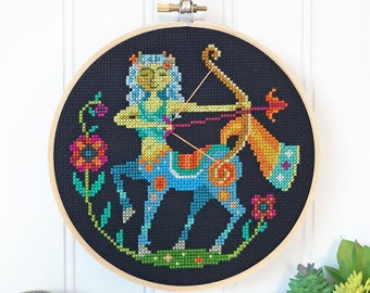 Sagittarius - zodiac sign - Satsuma Street modern cross stitch pattern PDF - Instant download