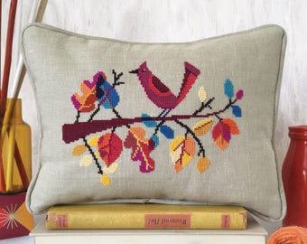 Autumn Bird - printed version - Satsuma Street modern cross stitch pattern