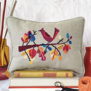 Autumn Bird - printed version - Satsuma Street modern cross stitch pattern