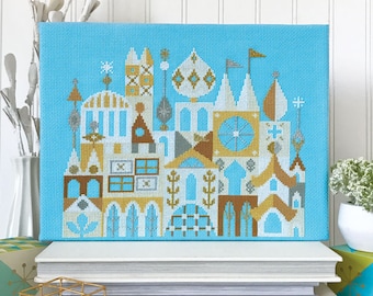 Arcadia - White and Gold City - Satsuma Street Modern Cross stitch pattern PDF - Instant download