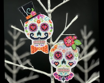 Til Death - Satsuma Street - Day of the Dead cross stitch sugar skull ornaments - PDF Instant Download